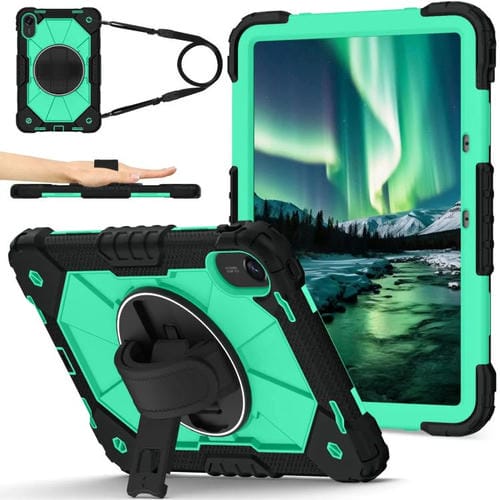 Funda híbrida de silicona con diseño de robot para Xiaomi Redmi Pad 2 11 2025 (negro y verde menta)