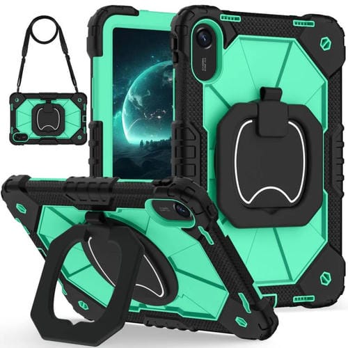 Funda híbrida de silicona con diseño de robot para Xiaomi Redmi Pad 2 11 2025 (negro y verde menta)