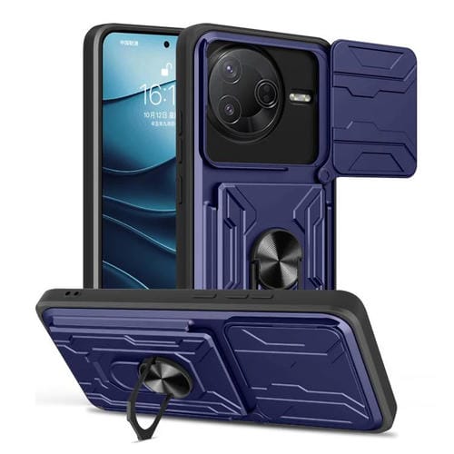 Funda deslizante de TPU y PC con ranura para tarjetas para Xiaomi Poco F7 Pro (azul)