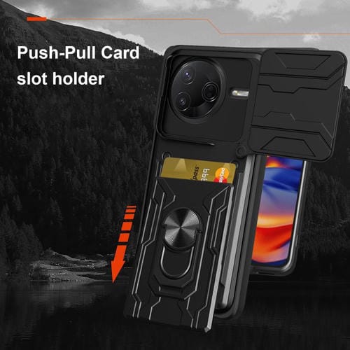 Funda deslizante de TPU y PC con ranura para tarjetas para Xiaomi Poco F7 Pro (azul)