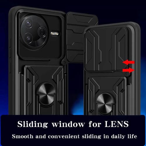 Funda deslizante de TPU y PC con ranura para tarjetas para Xiaomi Poco F7 Pro (verde oscuro)