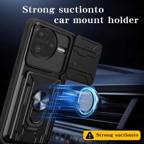 Funda deslizante de TPU y PC con ranura para tarjetas para Xiaomi Poco F7 Ultra (roja)