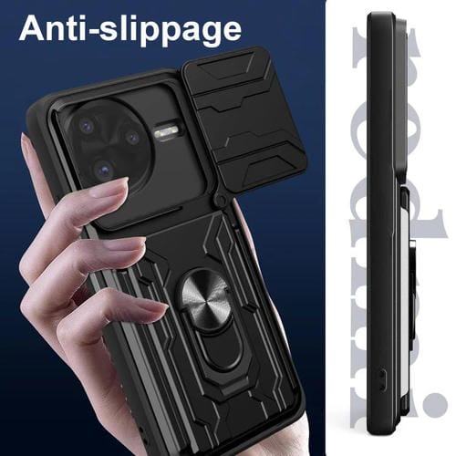 Funda deslizante de TPU y PC con ranura para tarjetas para Xiaomi Poco F7 Ultra (verde oscuro)