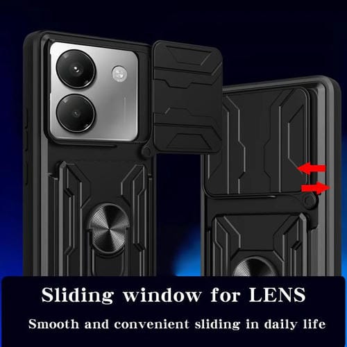 Funda deslizante de TPU y PC con ranura para tarjetas para Xiaomi Poco M7 Pro 5G (verde oscuro)