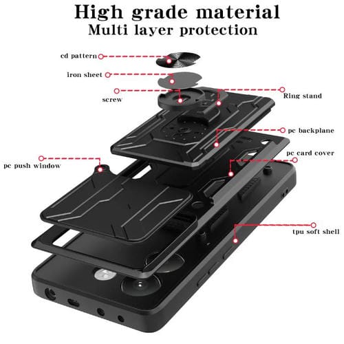 Funda deslizante de TPU y PC con ranura para tarjetas para Xiaomi Poco M7 Pro 5G (gris)