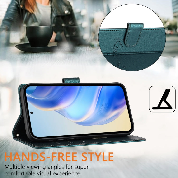 Funda de Cuero Rfid para Teléfono HMD Skyline con Relieve Smile (Verde Pavo Real)