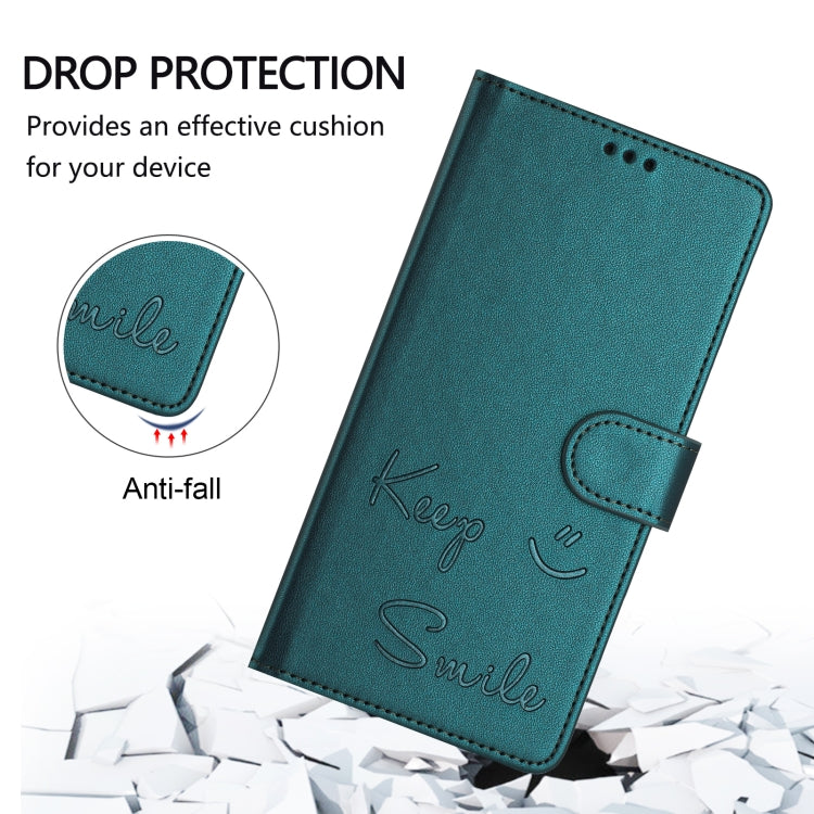 Funda de Cuero Rfid para Teléfono HMD Skyline con Relieve Smile (Verde Pavo Real)