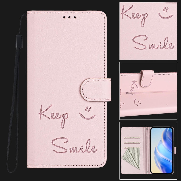 Funda de Cuero Rfid con Relieve Sonriente para OnePlus Nord N10 5G (Rosa)