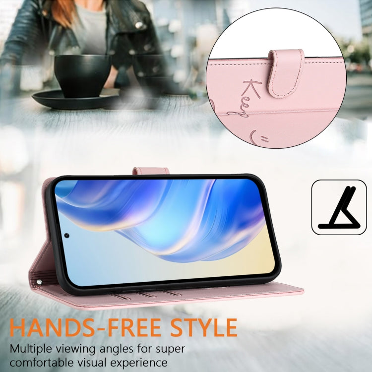 Funda de Cuero Rfid con Relieve Sonriente para OnePlus Nord N10 5G (Rosa)