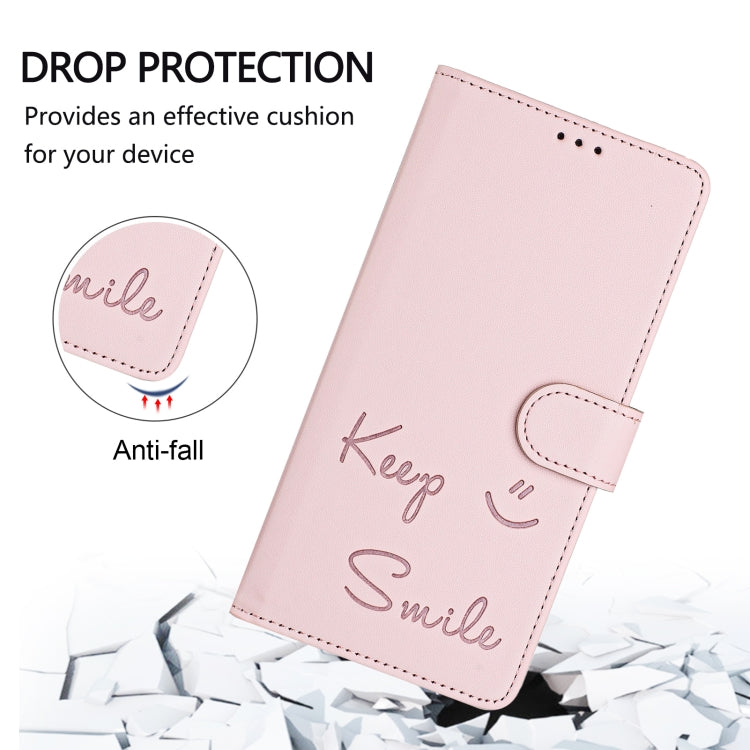 Funda de Cuero Rfid con Relieve Sonriente para OnePlus Nord N10 5G (Rosa)