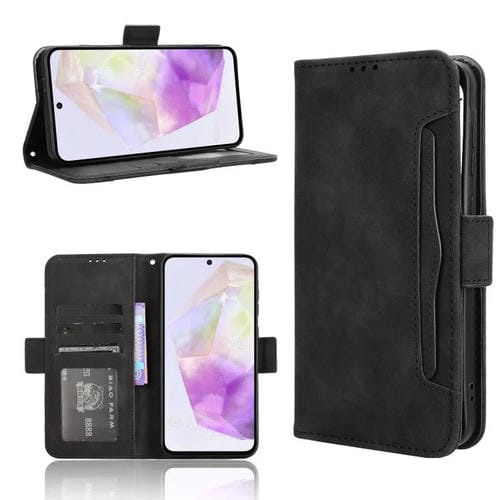 Funda de Piel Samsung Galaxy A36 5G Textura de Becerro Ranuras para Tarjetas (Negra)