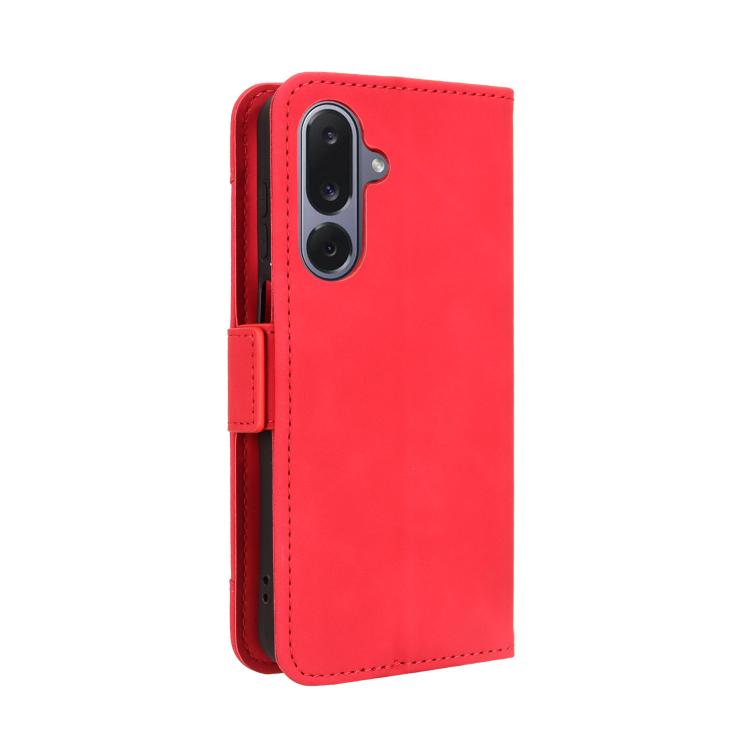 Funda de piel con textura de becerro y ranuras para tarjetas para Samsung Galaxy M36 5G (roja)