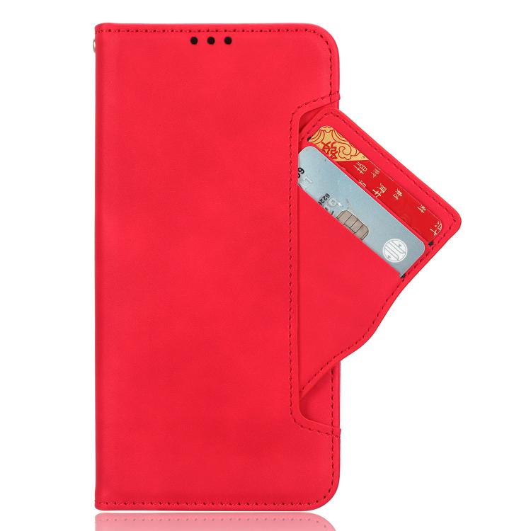Funda de piel con textura de becerro y ranuras para tarjetas para Samsung Galaxy M36 5G (roja)