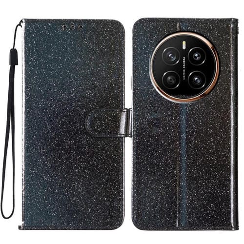 Funda de Cuero con Tapa y Purpurina para Honor Magic7 (Negra)