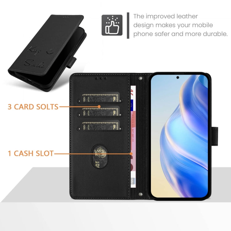 Funda de Cuero Rfid con Relieve Sonriente para Sony Xperia 10 Iv (Negra)