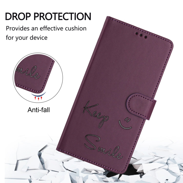 Funda de Cuero Rfid con Relieve Sonriente para Sony Xperia 10 Iv (Violeta)