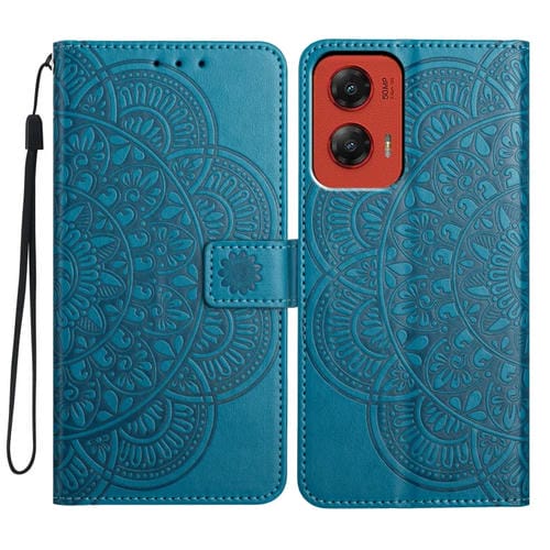 Funda de Cuero con Relieve Floral para Motorola Moto G Stylus 5G (2024) (Azul)