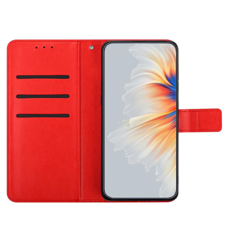 Funda de Cuero con Relieve Floral para Motorola Moto G05 (Roja)