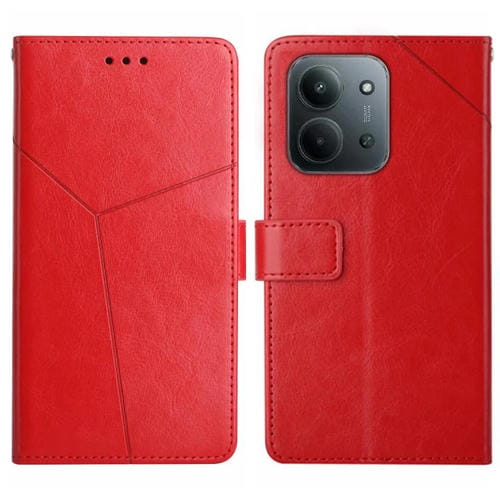 Funda de cuero con tapa en forma de Y para Redmi 15C 5G (173,1 mm) / Redmi 15C 4G (173,1 mm) (Rojo)