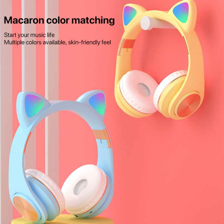 Auriculares Inalámbricos Bluetooth Orejas de Gato Juegos Luz (Blanco)