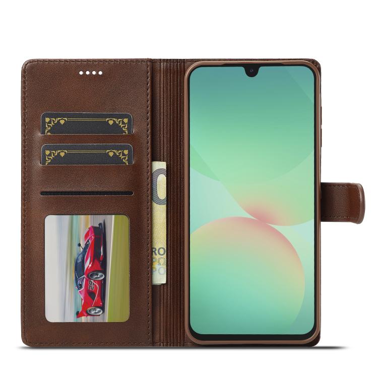 Funda LC.IMEEKE de piel con textura de becerro para Samsung Galaxy A17 5G (café)