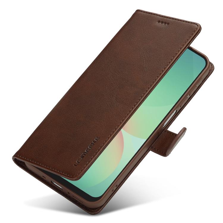 Funda LC.IMEEKE de piel con textura de becerro para Samsung Galaxy A17 5G (café)