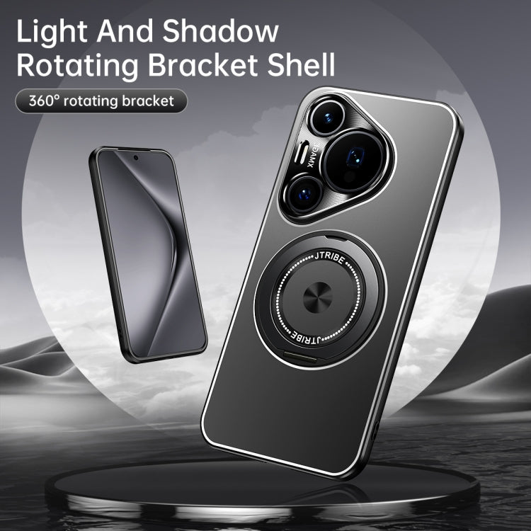 Funda de metal esmerilado con soporte giratorio para Huawei Pura 80 Pro 5G (negra)