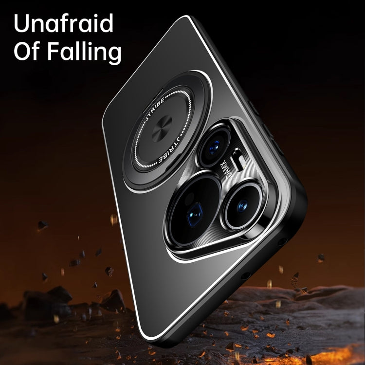 Funda de Metal Esmerilado con Soporte Giratorio para Huawei Mate 70 (Titanio)