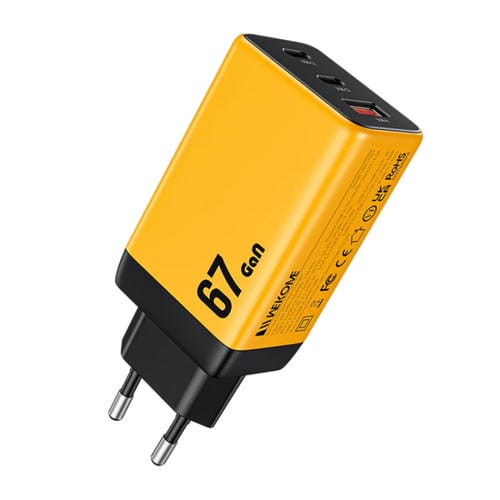 Cargador Rápido Usb-C Tipo-C x2 Wk Wp-U157 67 W Enchufe UE (Amarillo)
