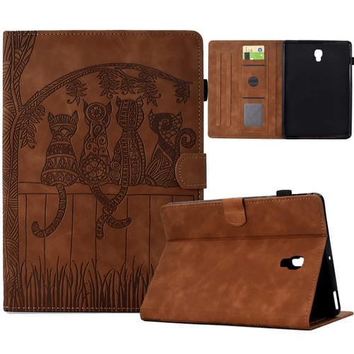Funda para Tablet Samsung Galaxy Tab A 10.5 T590 Diseño Gatos En Relieve (Marrón)