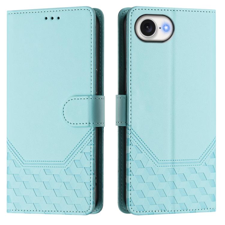 Funda de Cuero Rfid con Relieve en Panal para iPhone 16E (Verde Menta)