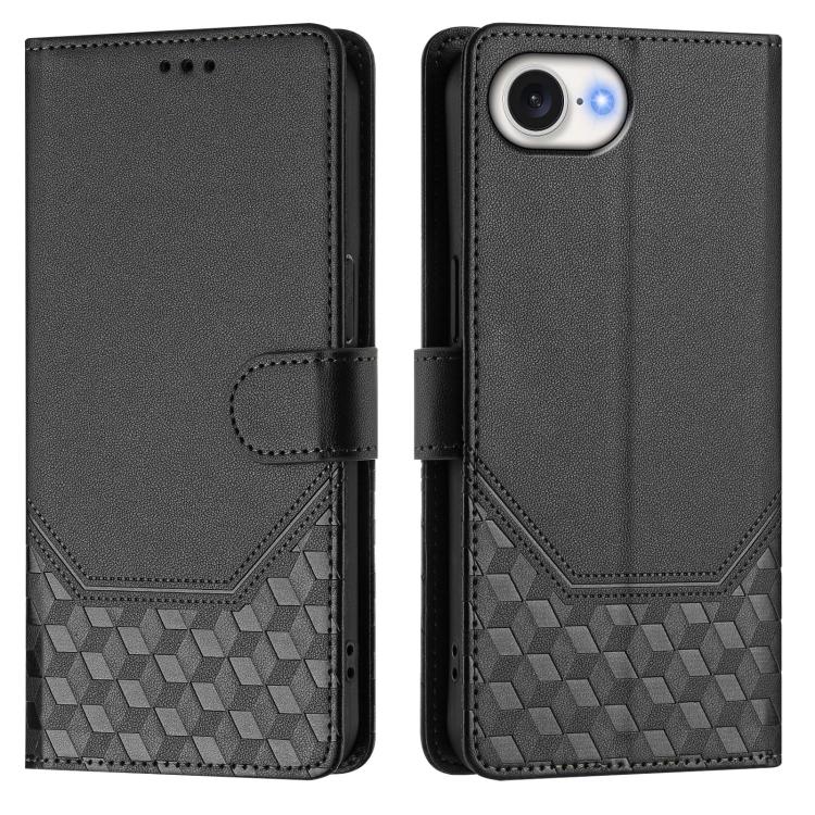Funda de Cuero Rfid con Relieve en Panal para iPhone 16E (Negra)