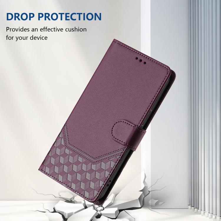 Funda de Cuero Rfid con Relieve en Panal para iPhone 16E (Violeta)