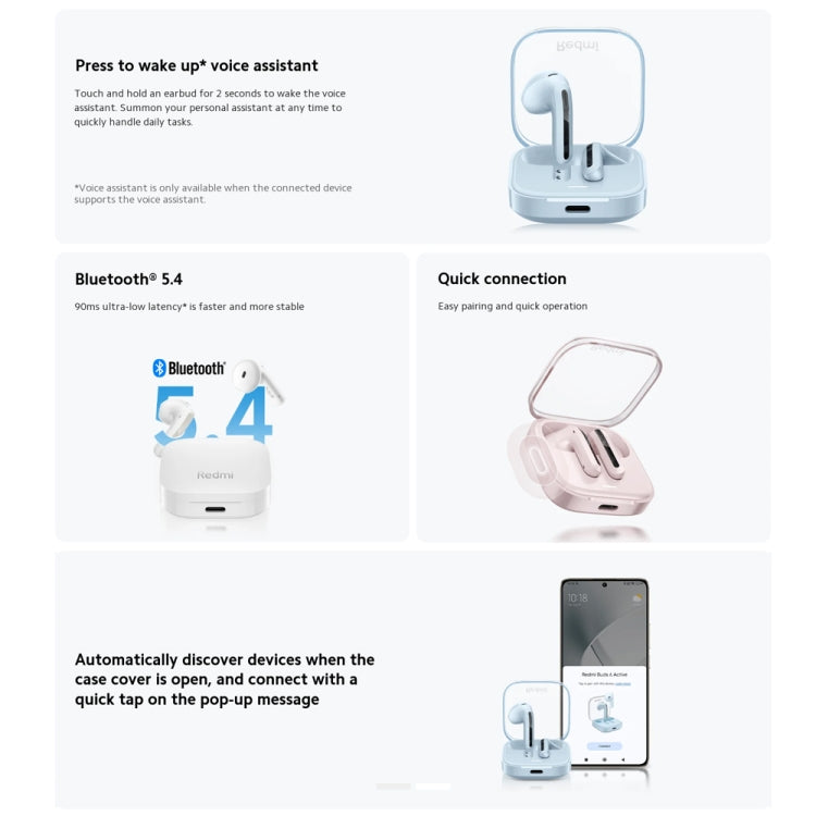 Auriculares Intrauditivos Inalámbricos Xiaomi Redmi Buds 6 Active Bt5.4 (Azul)
