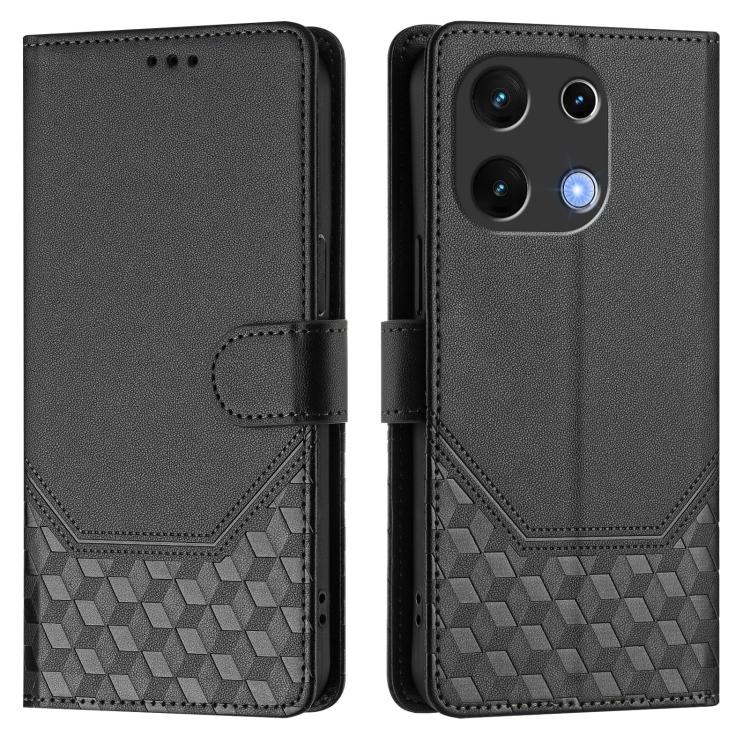 Funda de Cuero Rfid con Relieve en Panal para Umidigi Note 100 (Negra)
