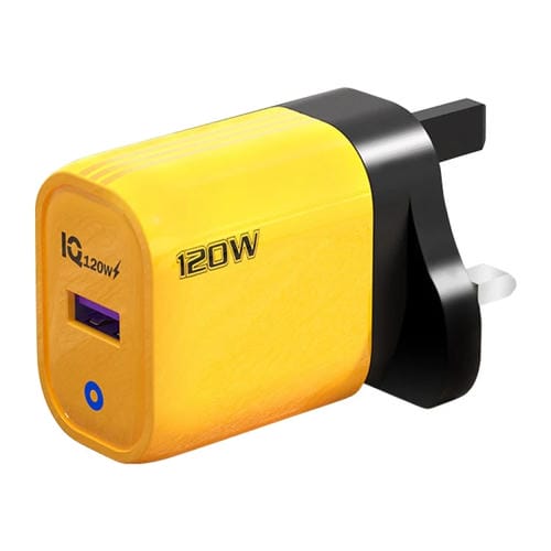 Cargador Rápido USB 120 W Enchufe Británico (Amarillo)