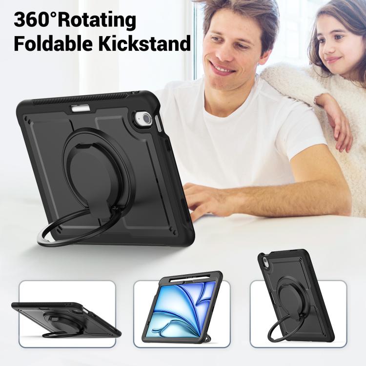 Funda Híbrida Honeycomb para iPad Air 11 con Asa y Correa (Negra)