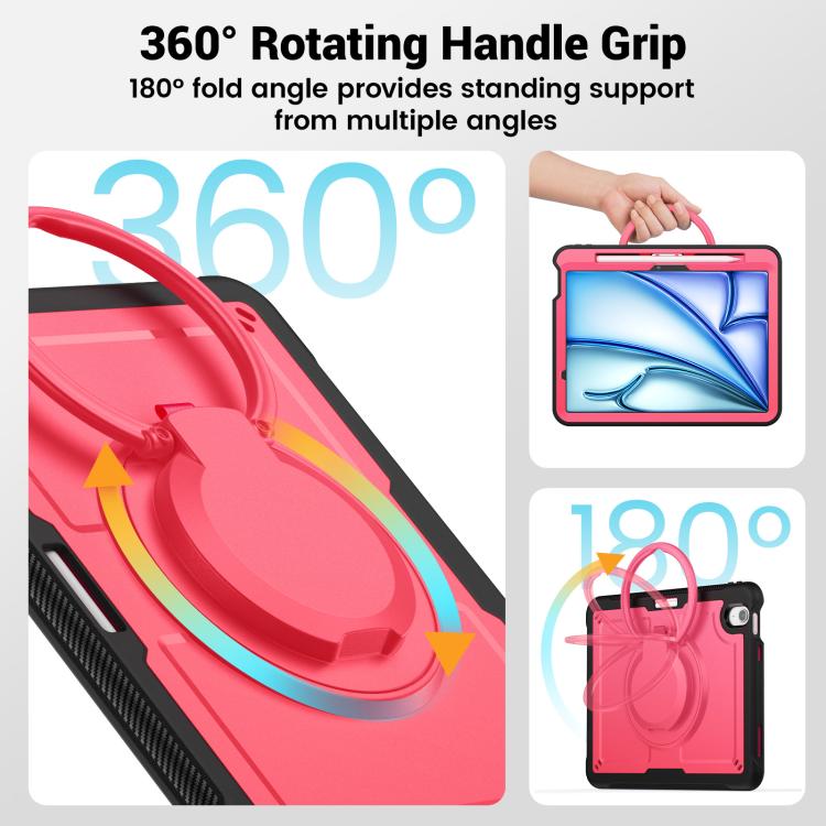 Funda Híbrida Honeycomb para iPad Air 11 con Asa y Correa (2025/2024) (Rosa)