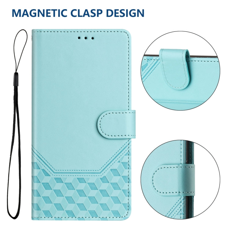 Funda de Cuero Rfid con Relieve de Panal para OnePlus Nord N10 5G (Verde Menta)