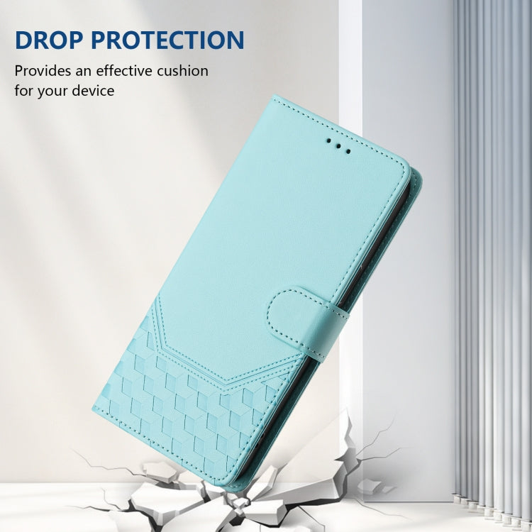 Funda de Cuero Rfid con Relieve de Panal para OnePlus Nord N10 5G (Verde Menta)