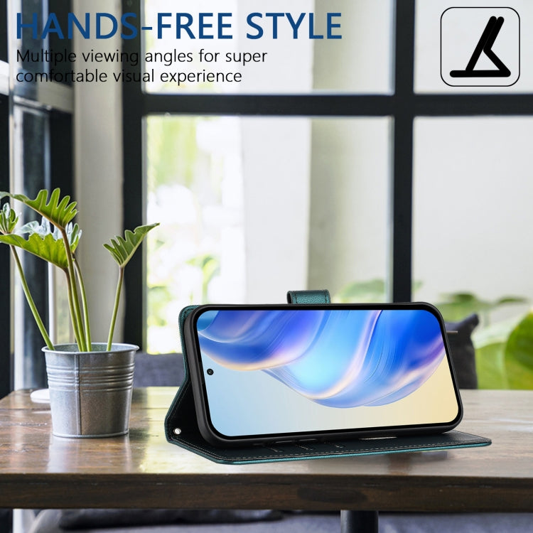 Funda de Cuero Rfid con Relieve de Panal para OnePlus Nord N10 5G (Verde Pavo Real)