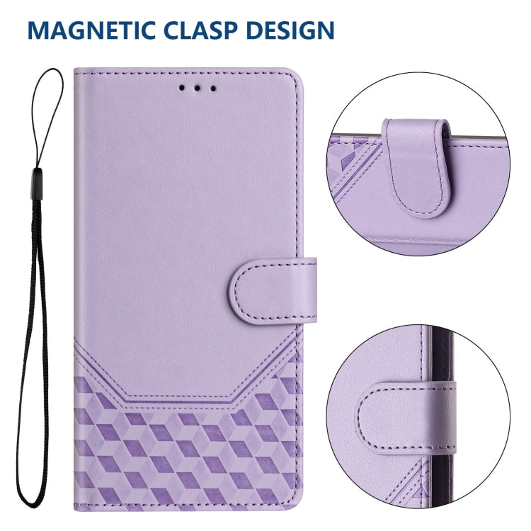 Funda de Cuero Rfid con Relieve de Panal para OnePlus Nord N10 5G (Morado Claro)