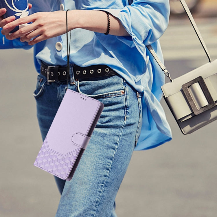 Funda de Cuero Rfid con Relieve de Panal para OnePlus Nord N10 5G (Morado Claro)