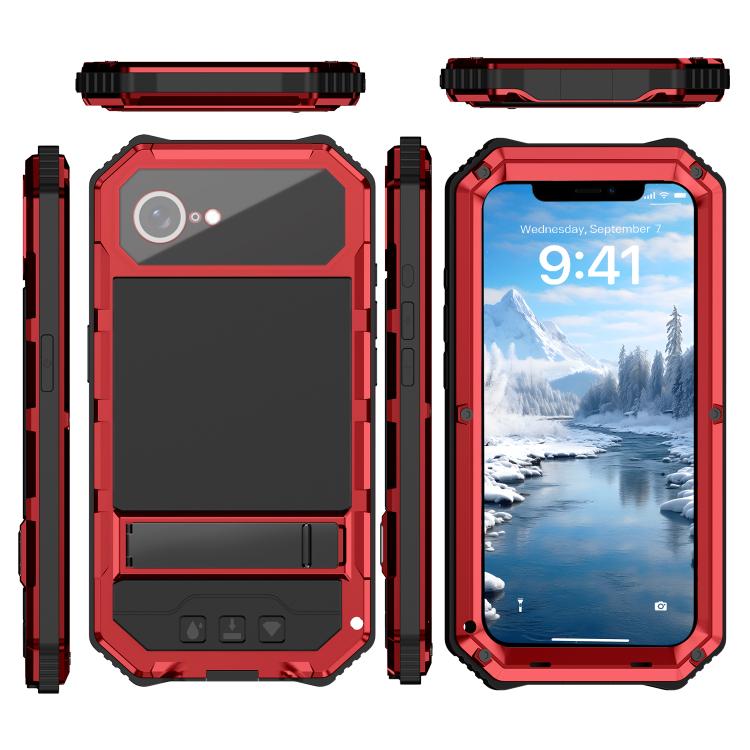 Funda para Teléfono R-Just Life Resistente Agua Polvo Golpes para iPhone 16E (Roja)