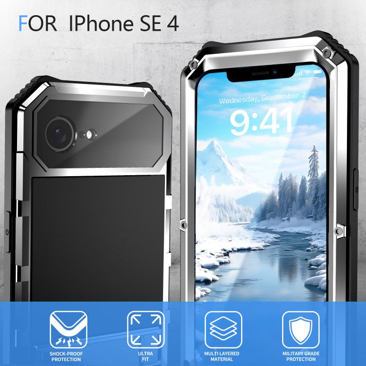 Funda para Teléfono R-Just Life Resistente Agua Polvo Golpes para iPhone 16E (Plateada)