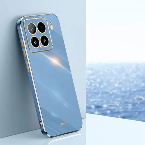 Funda De Tpu Con Borde Recto 6D Galvanizado Para Xiaomi 15 Xinli (Azul Celeste)