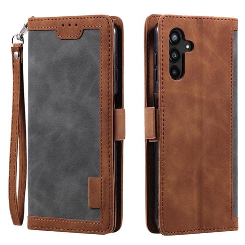 Funda de cuero con tapa horizontal y diseño retro para Samsung Galaxy S25 FE 5G (gris)