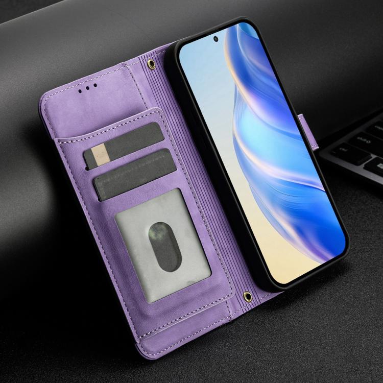 Funda de cuero con cremallera para Tecno Camon 40 Premier, con ranuras para tarjetas y billetera (morado)