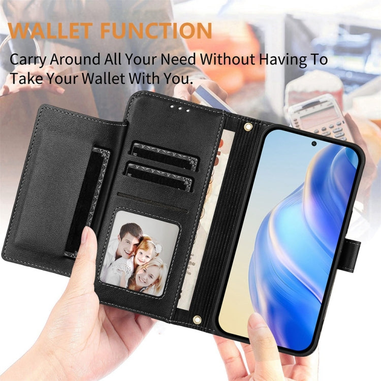 Funda de Cuero con Cremallera y Ranuras para Tarjetas para TCL 50 Pro Nxtpaper (Negro)