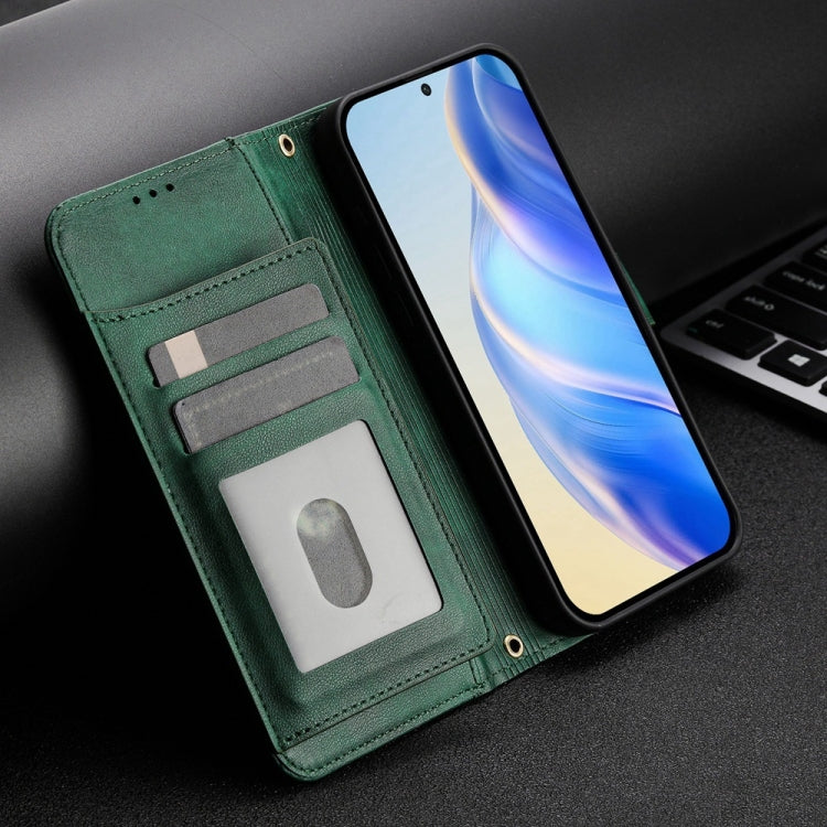 Funda de Cuero con Cremallera y Ranuras para Tarjetas para TCL 50 Pro Nxtpaper (Verde)